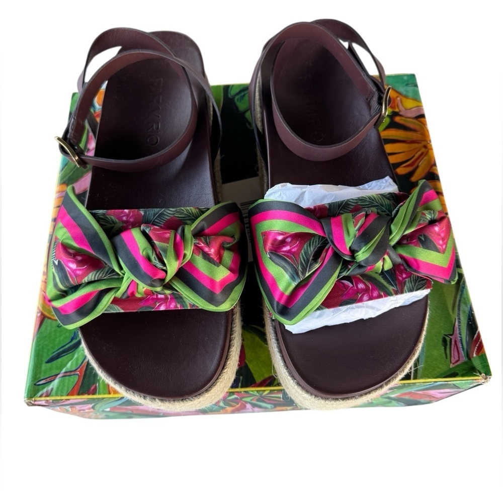 Farm Rio Scarf Raffia Platform Sandals